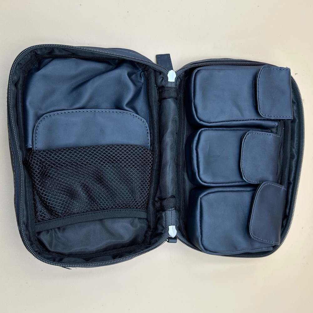 Nautica Navy Blue Nylon Travel Toiletry Kit Organizer Bag Zip Around